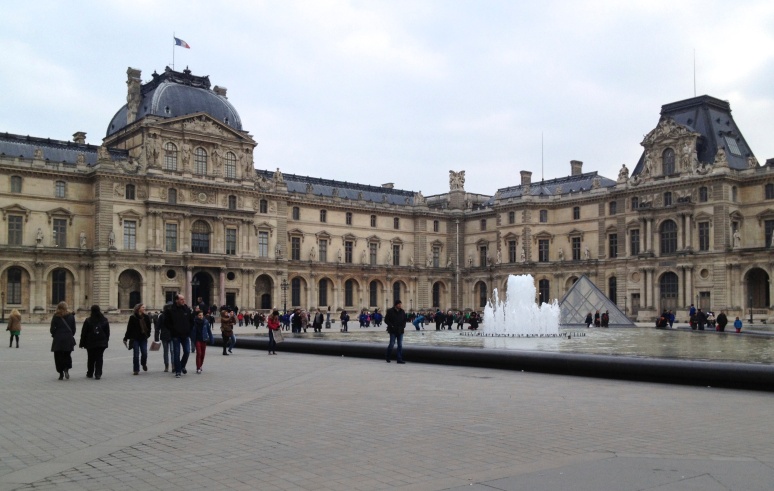 Even though this was my 4th time in Paris, I had never been in the courtyard of the Louvre, with the glass triangles, so we made a quick picture stop. 