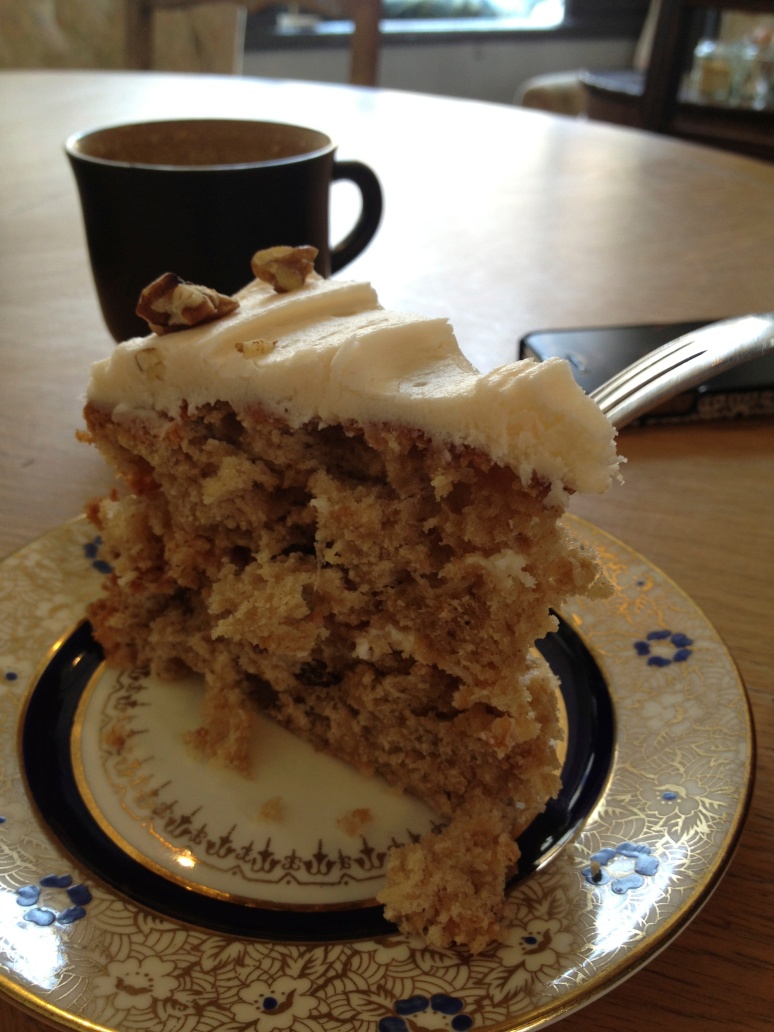 Catherine's friend recommended a little bakery cafe called Lovecrumbs to us. We sampled their carrot cake and something called hummingbird cake, which you see here. Both were absolutely delicious and if you ever go to Edinburgh, you should pop in. 